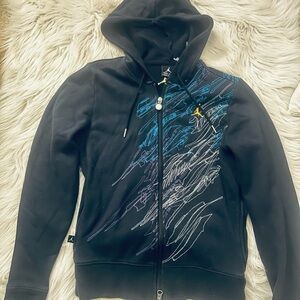 Woman Jordan Retro Black Purple and Blue zipper Hoodie Cardigan M